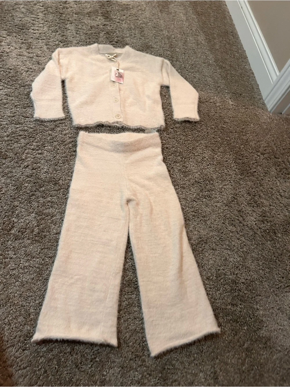 Jessica Simpson Cream Knit Cardigan & Wide-Leg Set
